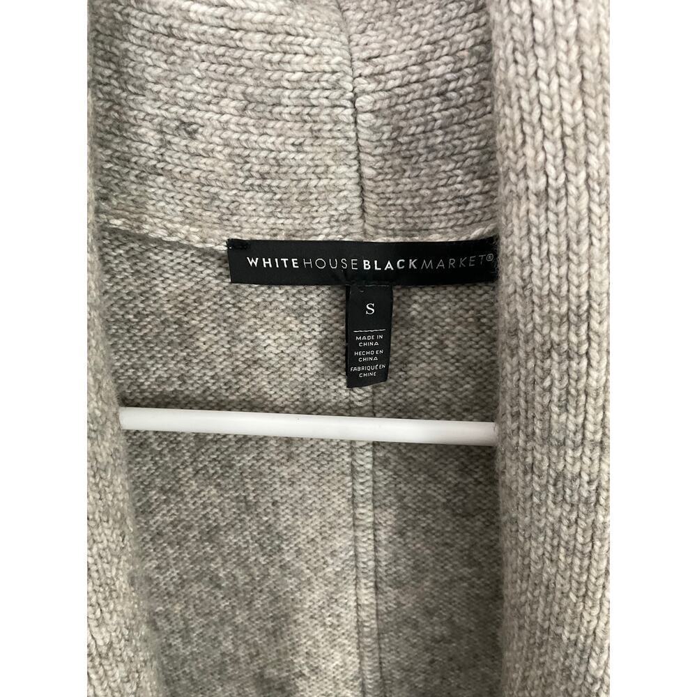WHBM Wool Blend Belted Long Gray Sweater Vest Cardigan Size Small Pockets - Picture 6 of 7